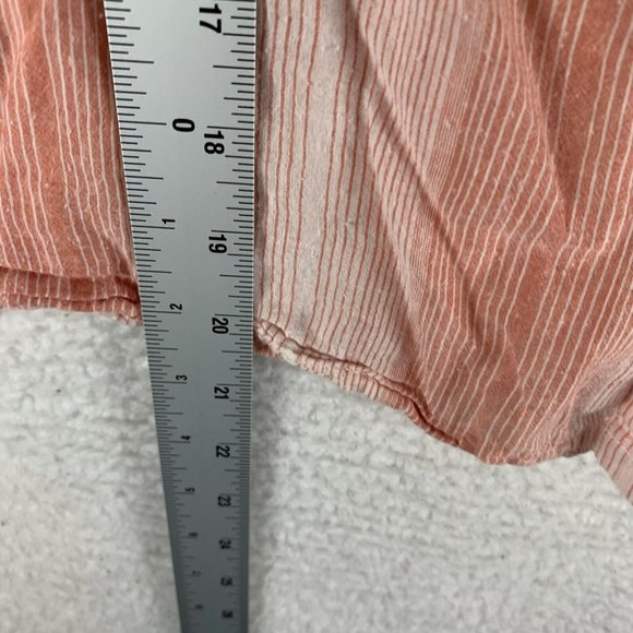 Gap Blouse Womens Medium Pink Striped 100% Cotton Hidden Button Cap‎ Sleeve 7932 - Picture 7 of 8